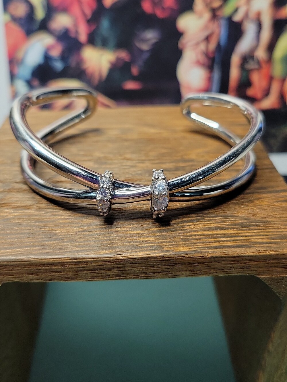 Kendra Scott Livy Bracelet In Rhodium Silver Criss Cross Crystal Bracelet 6.5 In